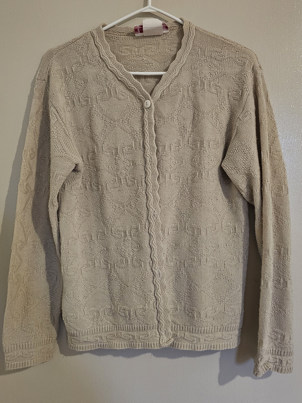 Cream Textured Button-Front Cardigan Sweater